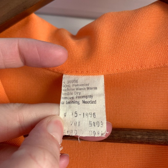 1970s Vintage peach orange retro wide leg jumpsuit - Picture 4 of 13